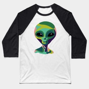 Pop Art Alien Portrait Baseball T-Shirt